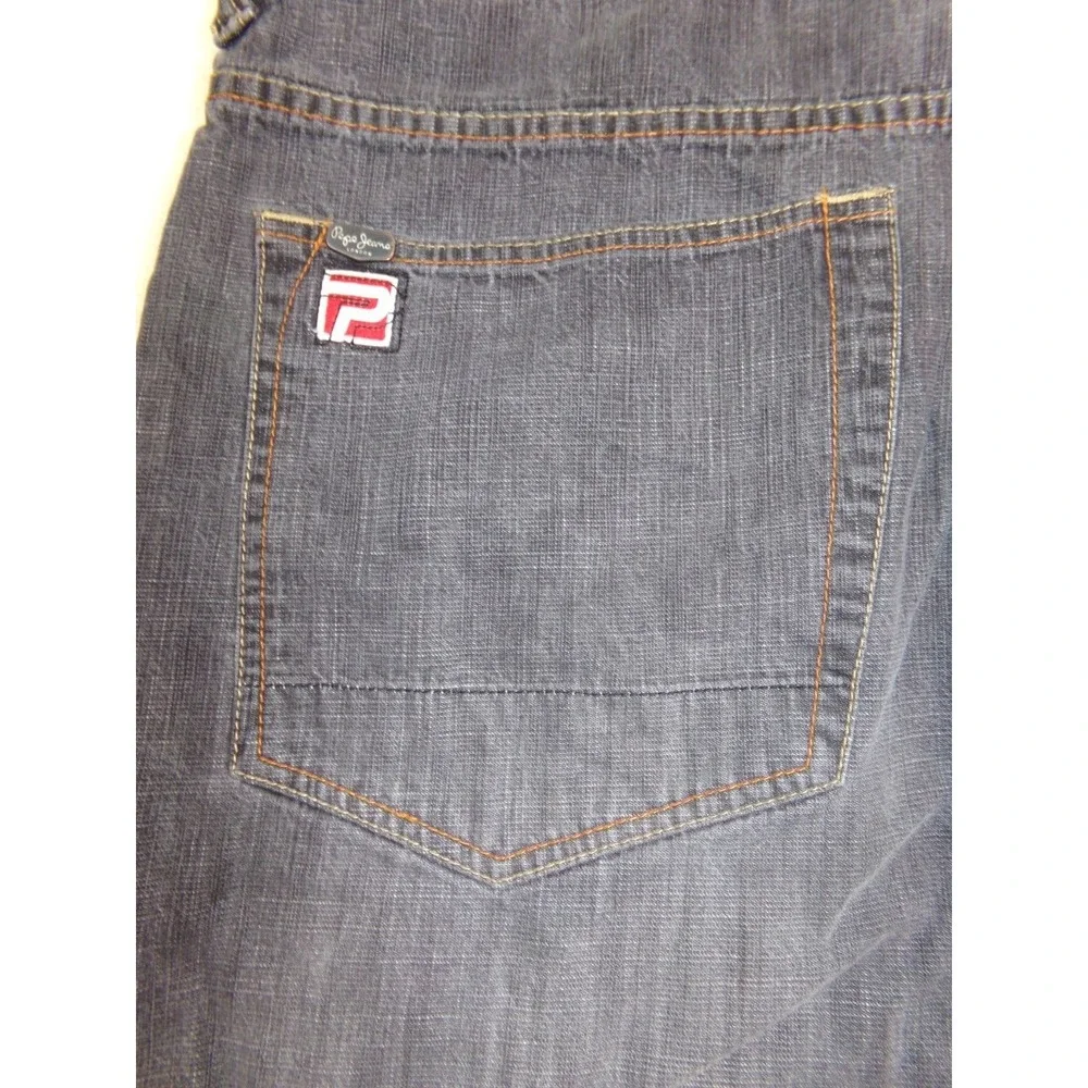 Pepe Jeans London Mens Size 40x33 Gray Distressed Patchwork Y2K‎